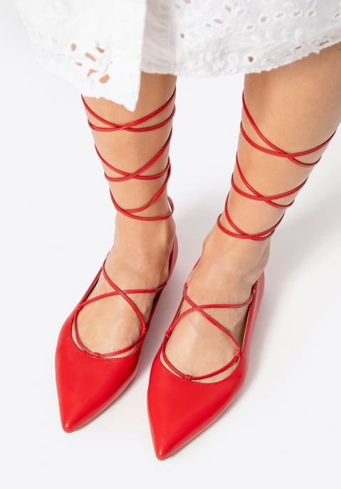 Wittchen Damen-Ballerinas aus echtem Leder mit spitzer Zehenpartie, rot - Image 1