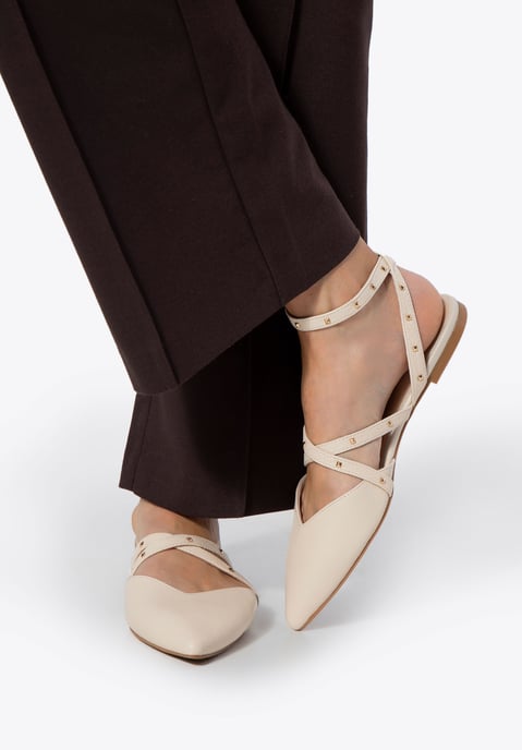 Wittchen Damen-Ballerinas aus Leder mit Metallic-Akzenten, Beige, Naturleder - Image 2