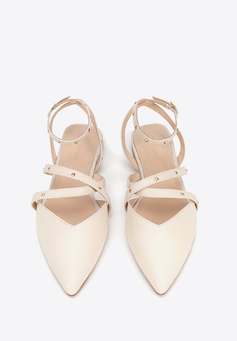 Wittchen Damen-Ballerinas aus Leder mit Metallic-Akzenten, Beige, Naturleder - Image 4
