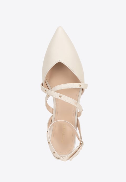 Wittchen Damen-Ballerinas aus Leder mit Metallic-Akzenten, Beige, Naturleder - Image 6