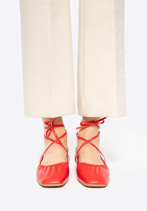 Wittchen Damen-Ballerinas aus echtem Leder mit Bändern, Rot, Echtleder - Image 2