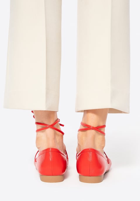 Wittchen Damen-Ballerinas aus echtem Leder mit Bändern, Rot, Echtleder - Image 3