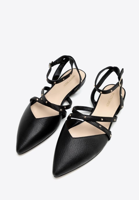 Wittchen Damen-Ballerinas aus Leder mit Metallic-Akzenten, Schwarz, Naturleder - Image 3