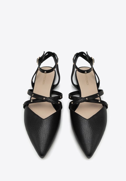 Wittchen Damen-Ballerinas aus Leder mit Metallic-Akzenten, Schwarz, Naturleder - Image 4
