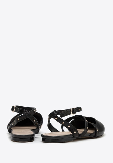 Wittchen Damen-Ballerinas aus Leder mit Metallic-Akzenten, Schwarz, Naturleder - Image 5