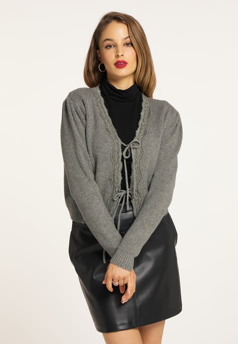 Faina Strickjacke Damen grau melange - Image 3