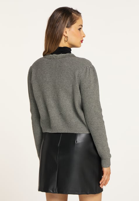 Faina Strickjacke Damen grau melange - Image 4