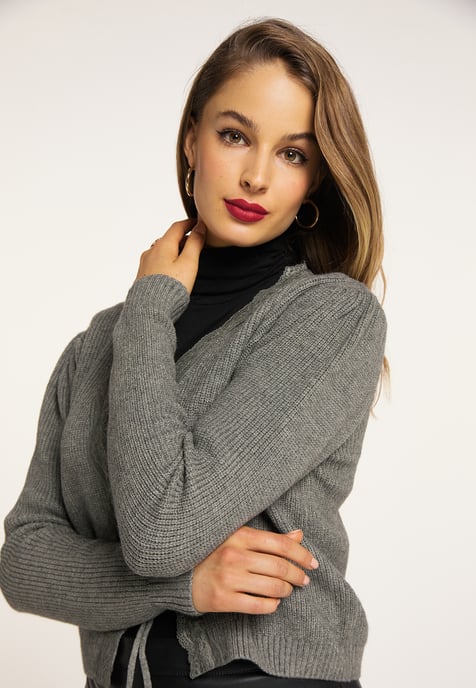 Faina Strickjacke Damen grau melange - Image 5