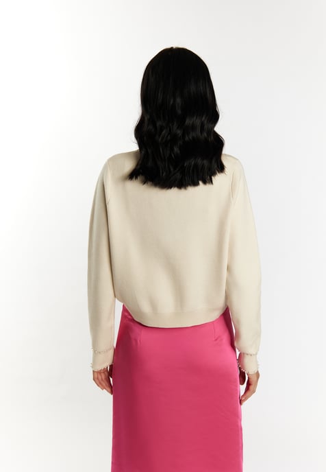 Faina Strickjacke mit Perlen Damen Wollweiß - Image 4
