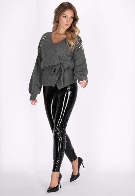 Faina Strickjacke Damen dunkelgrau melange - Image 2