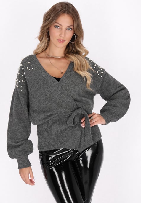Faina Strickjacke Damen dunkelgrau melange - Image 3