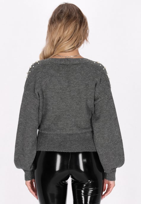 Faina Strickjacke Damen dunkelgrau melange - Image 4