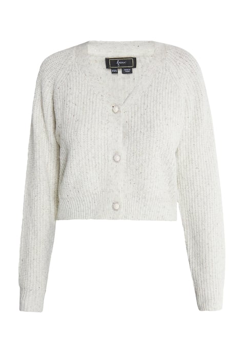 Faina Strickjacke Damen Wollweiss Melange Silber - Image 1