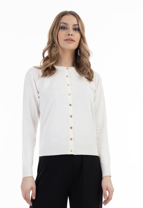 Faina Strickjacke Damen Wollweiß - Image 3