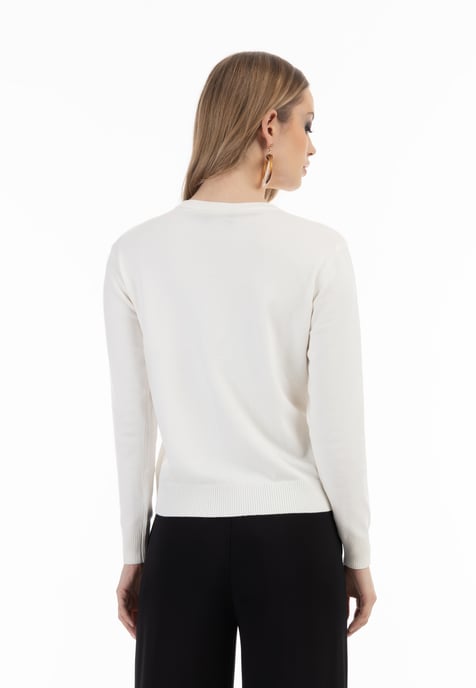 Faina Strickjacke Damen Wollweiß - Image 4