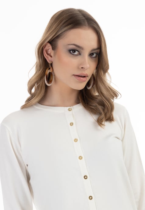 Faina Strickjacke Damen Wollweiß - Image 5
