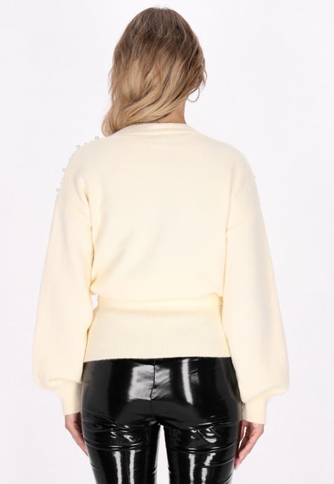 Faina Strickjacke Damen Wollweiß - Image 4
