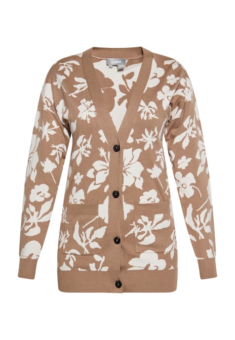 usha Strickjacke Damen taupe/wollweiß - Image 1