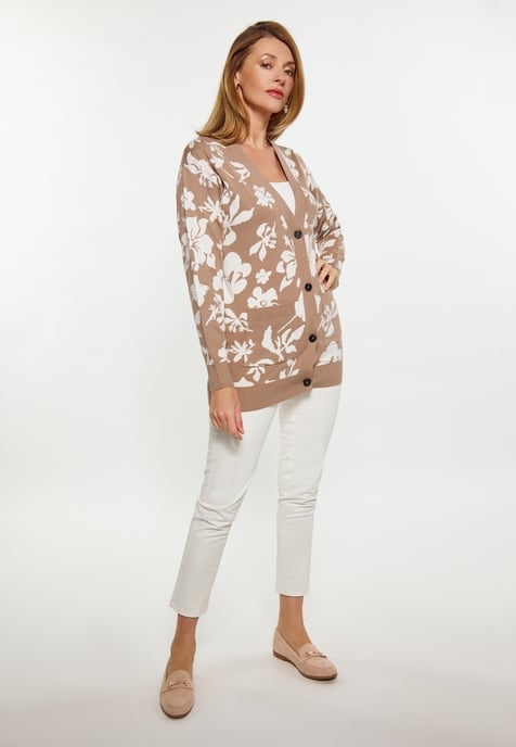usha Strickjacke Damen taupe/wollweiß - Image 2