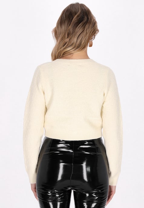 Faina Strickjacke Damen Wollweiß - Image 4
