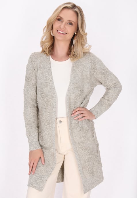 usha Strickjacke Damen Hellbeige Melange - Image 3