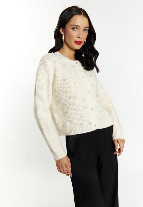 Faina Strickjacke Damen Wollweiß - Image 3