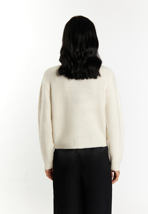 Faina Strickjacke Damen Wollweiß - Image 4