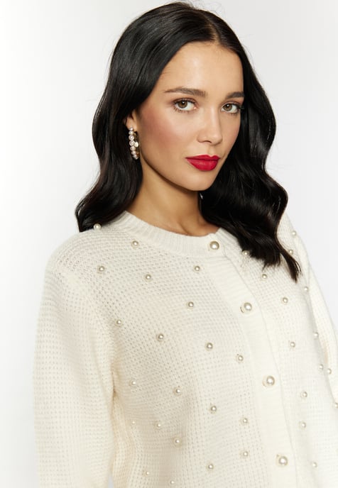 Faina Strickjacke Damen Wollweiß - Image 5