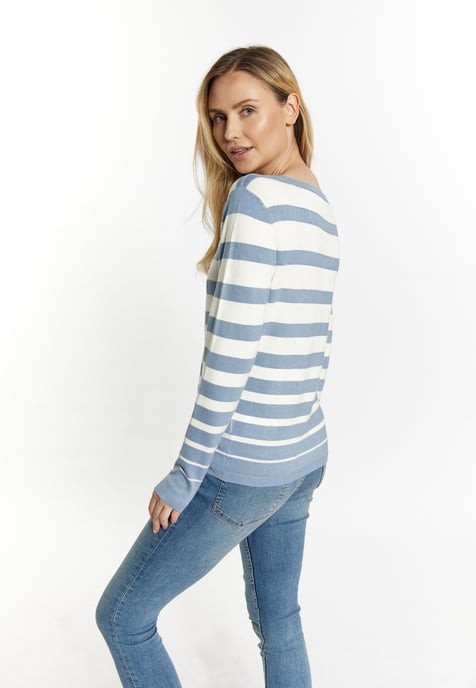 usha Strickjacke Damen Denimblau Wollweiss - Image 4