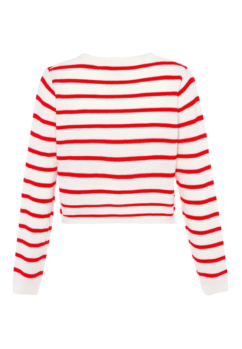 usha Strickjacke Damen WOLLWEISS ROT STREIFEN - Image 2