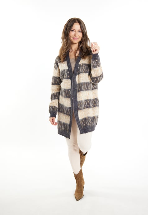 usha Strickcardigan Damen Anthrazit Beige Mehrfarbig - Image 2