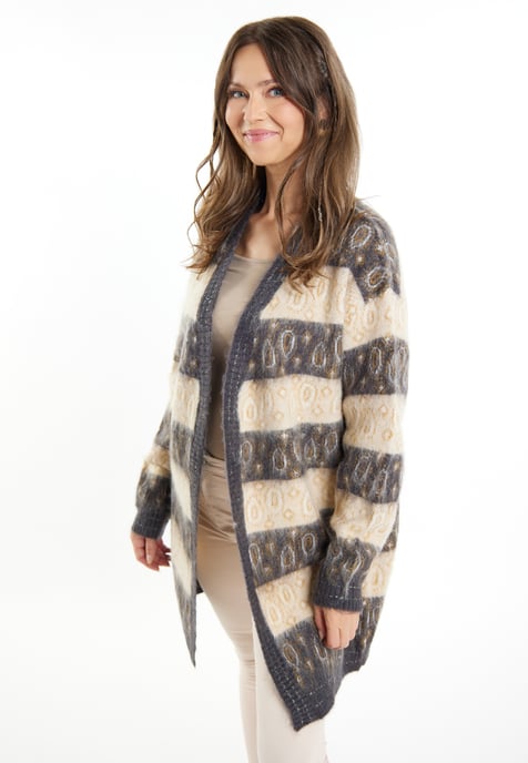 usha Strickcardigan Damen Anthrazit Beige Mehrfarbig - Image 3