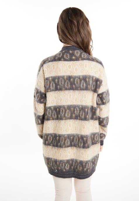 usha Strickcardigan Damen Anthrazit Beige Mehrfarbig - Image 4