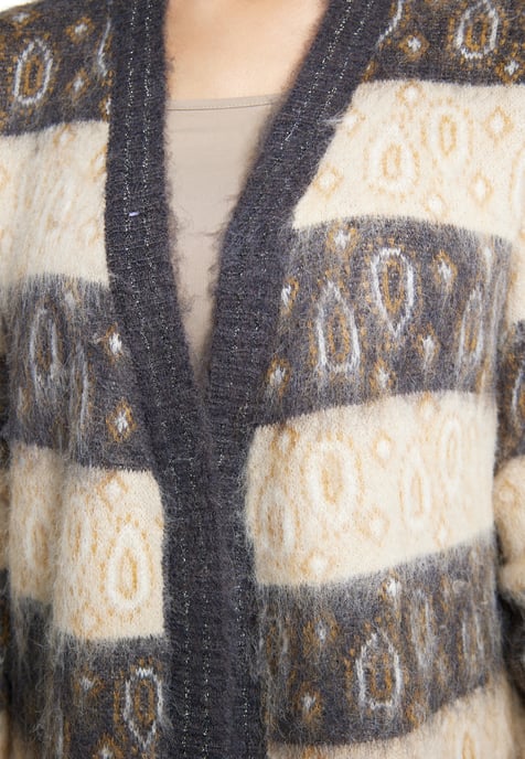 usha Strickcardigan Damen Anthrazit Beige Mehrfarbig - Image 5