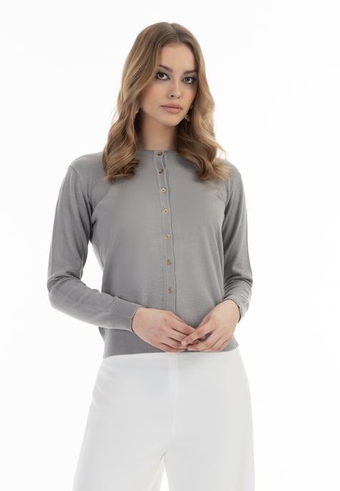 Faina Strickjacke Damen grau - Image 3