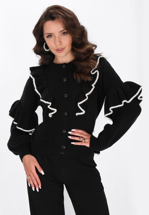 Faina Strickjacke Frauen schwarz-weiß - Image 3