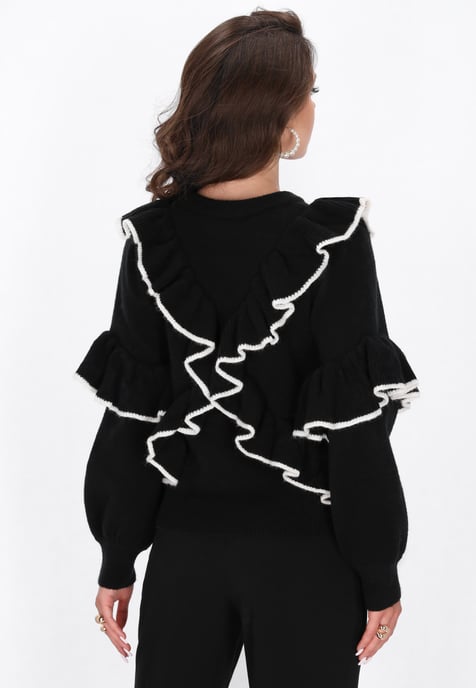 Faina Strickjacke Frauen schwarz-weiß - Image 4