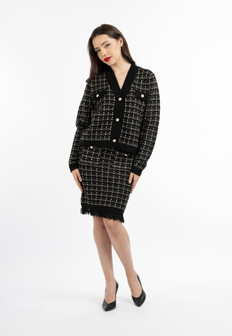 Faina Strickjacke in Bouclé-Optik Damen schwarz - Image 2