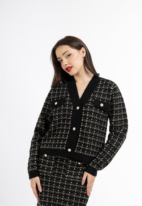 Faina Strickjacke in Bouclé-Optik Damen schwarz - Image 3
