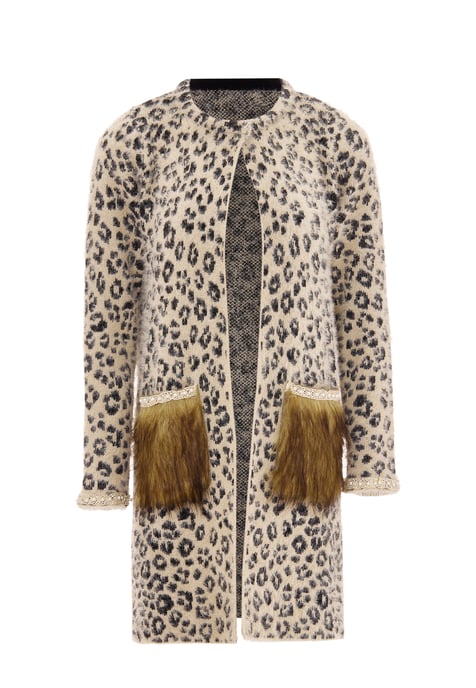Faina Strickjacke Damen beige/schwarz - Image 1