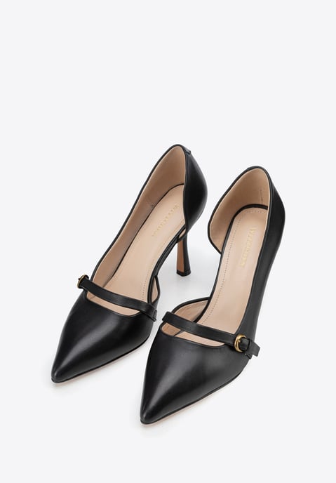 Wittchen Damen-Pumps aus Leder mit Riemen, Schwarz, Naturleder - Image 2