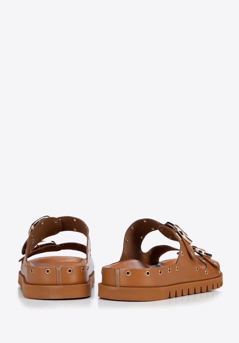 Wittchen Damen-Flip-Flops aus Leder mit Metalldetails, braunes Naturleder - Image 4
