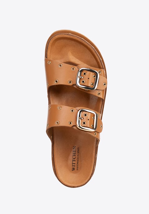 Wittchen Damen-Flip-Flops aus Leder mit Metalldetails, braunes Naturleder - Image 5