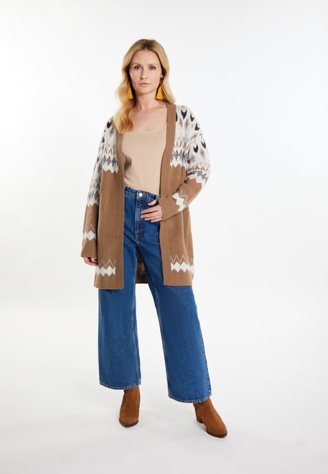 usha Strickcardigan Damen Kamel Mehrfarbig - Image 2