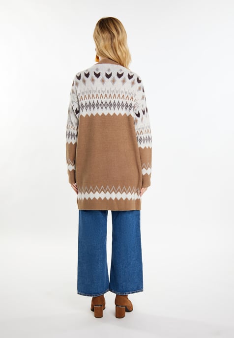 usha Strickcardigan Damen Kamel Mehrfarbig - Image 3