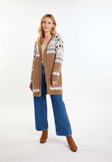 usha Strickcardigan Damen Kamel Mehrfarbig - Image 4