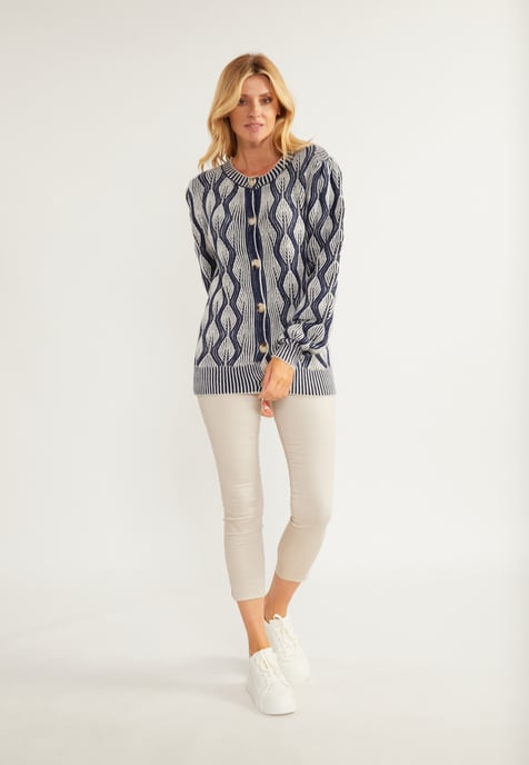usha Strickjacke Damen Wollweiss Blau - Image 2