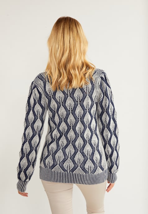 usha Strickjacke Damen Wollweiss Blau - Image 4