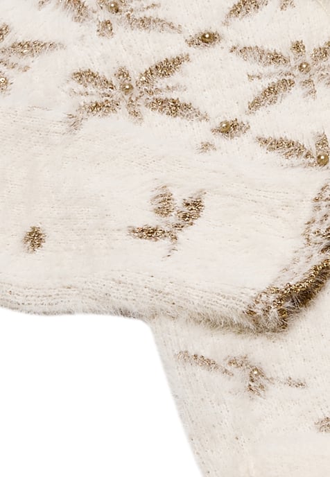 Faina Strickjacke Damen Wollweiss Gold - Image 3