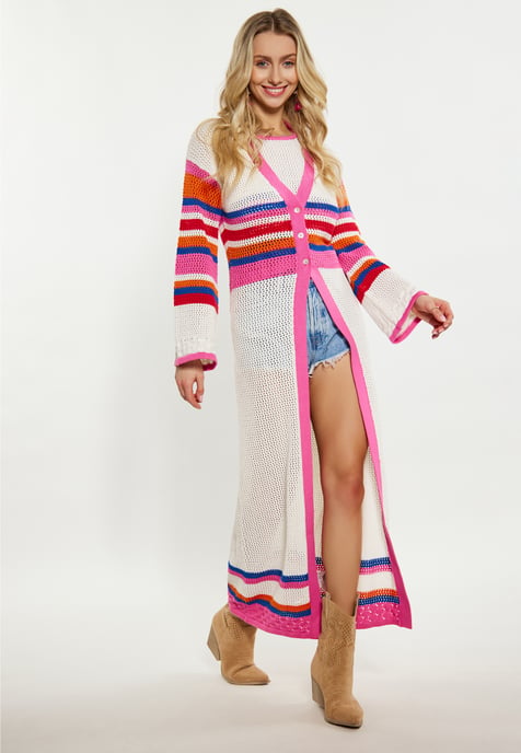 IZIA Strickjacke Damen Wollweiß Mehrfarbig - Image 3
